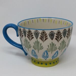 Pier One Hand Painted Stoneware Coffee Mug Cup Ellie Peacock